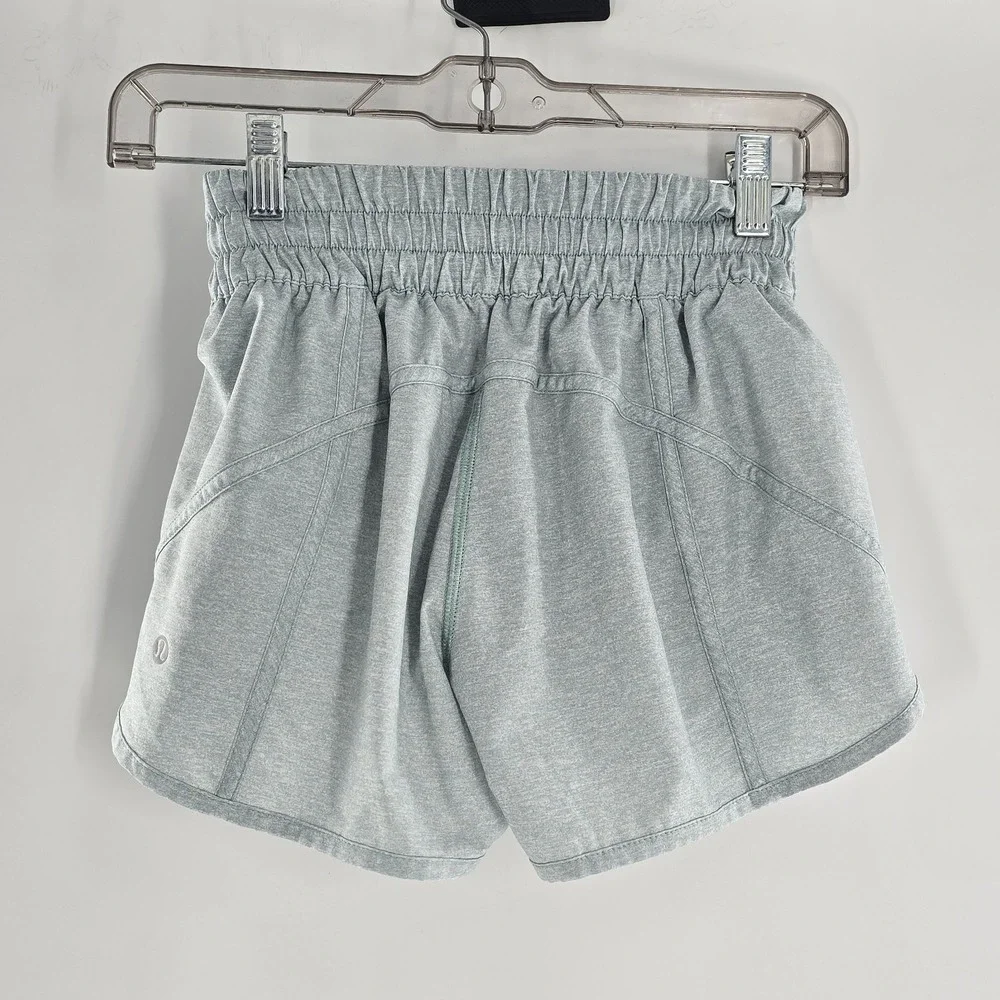 Lululemon Tracker Short V Lined Running Athletic Heather Hazy Jade Sz 2 - Picture 7 of 10
